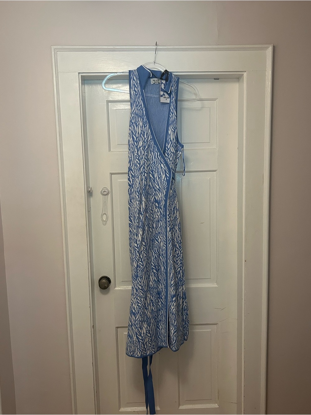 DVF x Target Blue & White Sleeveless Wrap Dress